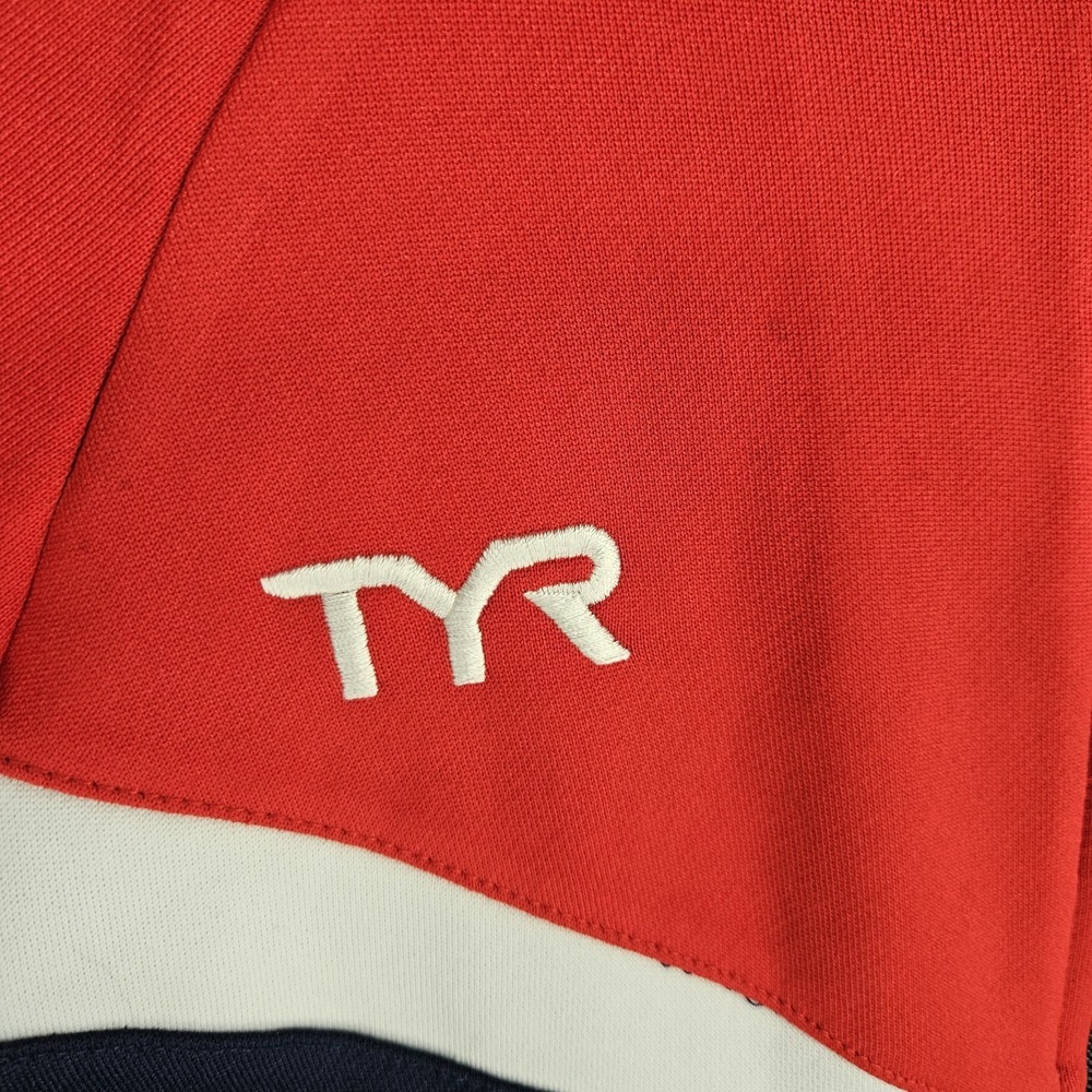 TYR Track Jacket Mens Medium Red Blue Team USA Water Polo ODP Full Zip Athletic - Picture 2 of 7